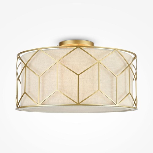 Kruhová - M H223-PL-03-G Stropní svítidlo Messina 3x60W látka zlatá design kov - MAYTONI - foto 1