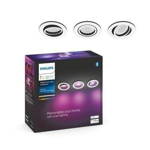 SmartHome Paul Neuhaus - PH 8719514342880 Hue Bluetooth LED White and Color Ambiance set 3ks Zapuštěných bodových svítidel Philips Centura 8719514342880 GU10 3x5,7W 3x350lm 2000-6500K RGB IP20 bílé, stmívatelné - PHILIPS (929003045201) - foto 1