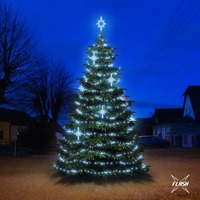 SADY na stromy - DLED TFS2025 LED světelná sada na stromy vysoké 6-8m, ledová bílá s Flash, dekory EFD15S2