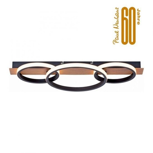 Kruhová - LD 15616-78 TROOPER LED stropní svítidlo, dřevodekor, 3 kruhy, černá, moderní 3000K - LEUCHTEN DIREKT / JUST LIGHT - foto 1