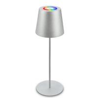 Stolní lampy dekorační - BRILO 7507014 Kiki stolní lampička bezdrátová, dotykový vypínač, pestrobarevné RGB+W světlo, nastavitelná výška, matný chrom - BRILO