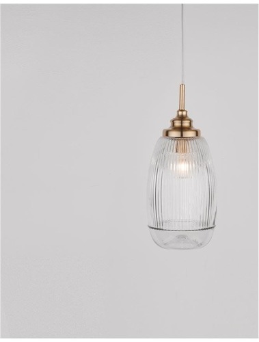 Dekorativní - NV 9738212 Závěsné svítidlo MOND saténový zlatý kov čiré sklo E14 1x5W 230V IP20 bez žárovky - NOVA LUCE - foto 1
