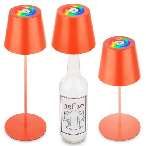 Stolní lampy dekorační - BRILO 7510012 Calida stolní lampička - 2,5W, 200lm, nabíjecí, LED, stmívatelné, RGBW, uchycení na láhev, oranžová - BRILO - foto 1