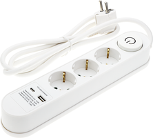 Zásuvky a adaptéry - 3 zásuvky + tlačítko ON/OFF a USBx2