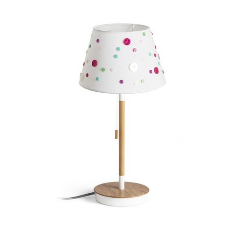 Stolní lampy dekorační - RED R14037 KEITH/DELISA stolní s USB bílá knoflíky/buk 230V E27 7W - RED - DESIGN RENDL - foto 1