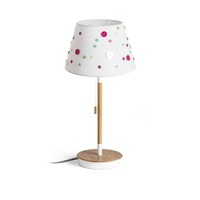 Stolní lampy dekorační - RED R14037 KEITH/DELISA stolní s USB bílá knoflíky/buk 230V E27 7W - RED - DESIGN RENDL