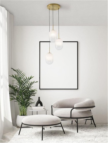 Vícečetná - NV 9092820 Závěsné svítidlo CHRYSI mosazný zlatý kov a bílé sklo s přechody G9 3x5W 230V IP20 bez žárovky - NOVA LUCE - foto 1