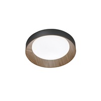 Plafoniéry - FAN I-ARKA-PL40-NER Stropní LED svítidlo Arka, černé/dřevo, 23 W, 3300 lm, CCT 3000/4000/6500 K, 40 x 9 cm - FANEUROPE