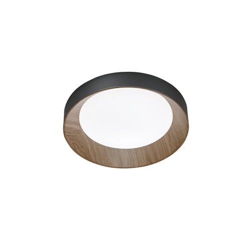 Plafoniéry - FAN I-ARKA-PL40-NER Stropní LED svítidlo Arka, černé/dřevo, 23 W, 3300 lm, CCT 3000/4000/6500 K, 40 x 9 cm - FANEUROPE - foto 1