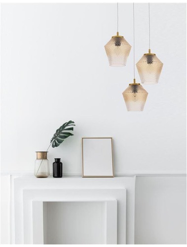 Vícečetná - NV 9291253 Závěsné svítidlo MAGIO sklo barvy koňak mosazný zlatý kov E27 3x12W 230V IP20 bez žárovky - NOVA LUCE - foto 1