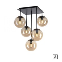 Vícečetná - LD 14702-18 NYMÖLLA Stropní svítidlo, černá, skleněné koule, jednoduchý design, 5ti ramenné - LEUCHTEN DIREKT / JUST LIGHT