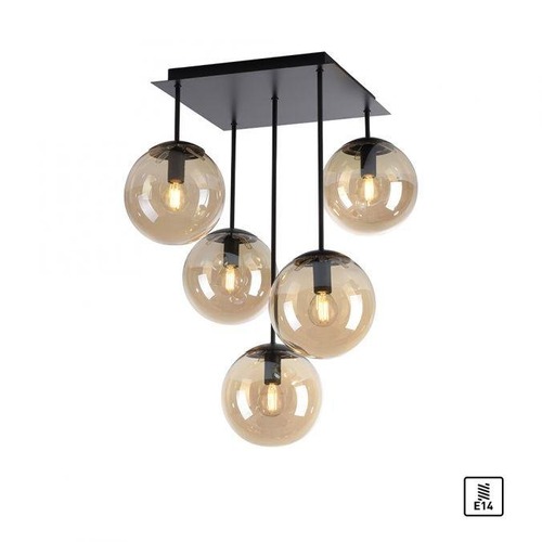 Vícečetná - LD 14702-18 NYMÖLLA Stropní svítidlo, černá, skleněné koule, jednoduchý design, 5ti ramenné - LEUCHTEN DIREKT / JUST LIGHT - foto 1