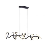 Podélná - LD 19033-18 CURLS LED závěsné svítidlo v černé barvě a moderním zakřiveném designu s funkcí stmívání 3000K - LEUCHTEN DIREKT / JUST LIGHT