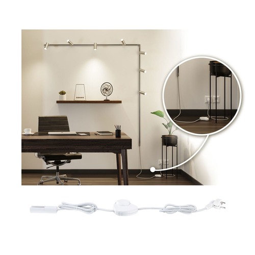 Lišty a příslušenství - P 95658 URail napájecí kabel s vypínačem 2m max. 1000W matný chrom - PAULMANN - foto 1