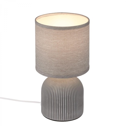 Stolní lampy dekorační - BRILO 7538014 BRILONER Ino stolní lampička, látkové stínidlo, keramický podstavec, 15x28 cm (DxH), šedá 7538014 - foto 1