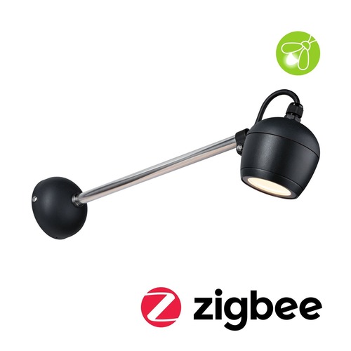 Nástěnná - P 94772 LED venkovní nástěnné svítidlo Smart Home Zigbee Kikolo neláká hmyz IP65 90mm CCT 6,2W 230V 80° antracit umělá hmota/hliník - PAULMANN - foto 1