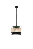 Dekorativní - FAN I-GAZEBO-S26-VN Závěsné svítidlo Gazebo (pr.26 x 206 cm) zelené a černé provedení s přírodním ratanem, patice E27, délka kabelu 200 cm - FANEUROPE