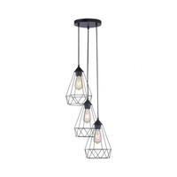 Vícečetná - LD 15890-18 SKELETTON Závěsné svítidlo v černé barvě se třemi závěsy v moderním retro stylu - LEUCHTEN DIREKT / JUST LIGHT