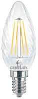 E14 - CEN INTOR-041427 LED FILAMENT SVÍČKA TWIST ČIRÁ 4W E14 2700K 470Lm 360d 35x98mm IP20  - CENTURY
