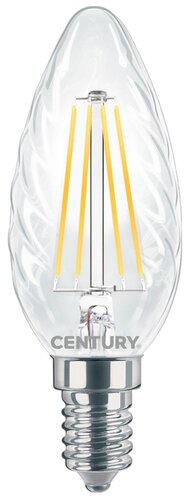 E14 - CEN INTOR-041427 LED FILAMENT SVÍČKA TWIST ČIRÁ 4W E14 2700K 470Lm 360d 35x98mm IP20  - CENTURY - foto 1