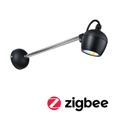Nástěnná - P 94773 LED venkovní nástěnné svítidlo Smart Home Zigbee Kikolo RGBW IP65 90mm RGBW+ 6,2W 230V antracit umělá hmota/hliník - PAULMANN - foto 1