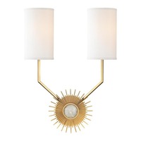 Dekorativní - HVLG 5512-AGB-CE Nástěnné svítidlo BORLAND ocel/hedvábí staromosaz/bílá E14 2x40W - HUDSON VALLEY
