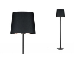 Stojací lampy - P 79612 Stojací lampa Neordic Enja látkové stínidlo černá / měď / mramor - PAULMANN
