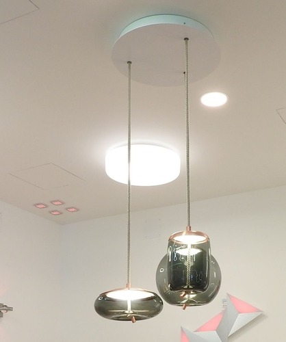 Dekorativní - BRO KNOTMIX Závěsné svítidlo KNOT SMALL III (DISCO+CILINDRO+SFERA) sklo LED 3x10W 2700K - BROKIS - foto 1