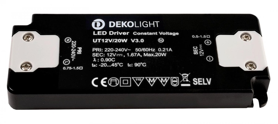 Stabilizované napětí - IMPR 862232 Deko-Light LED-napájení FLAT CV UT12V/20W konstantní napětí 0-1670 mA IP20 12V DC 20W - foto 1