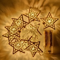 LED osvětlení na BATERIE - DLED ML04W DecoLED LED světelný řetěz na baterie - kovové hvězdy, teple bílá, 10 diod, 1,3 m