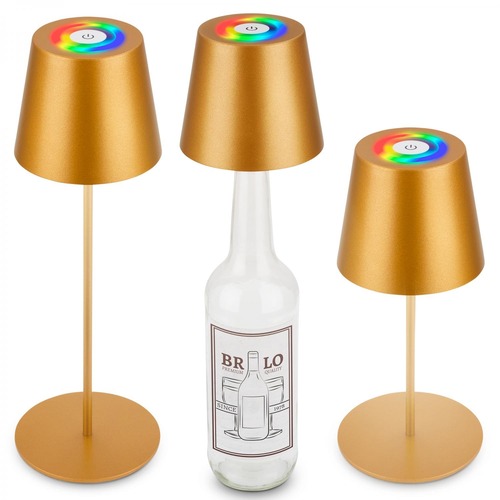 Stolní lampy dekorační - BRILO 7510017 Calida 3 v 1 RGBW LED stolní lampička bezdrátová IP44, stmívatelné, dotykový vypínač, zlatá - BRILO - foto 1