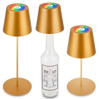 Stolní lampy dekorační - BRILO 7510017 Calida 3 v 1 RGBW LED stolní lampička bezdrátová IP44, stmívatelné, dotykový vypínač, zlatá - BRILO
