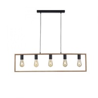 Podélná - LD 15653-18 FRANKY LED závěsné svítidlo, černá, nad jídelní stůl, dřevěný rám, kov, 5 ramenné - LEUCHTEN DIREKT / JUST LIGHT