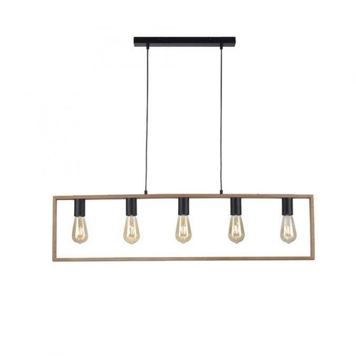 Podélná - LD 15653-18 FRANKY LED závěsné svítidlo, černá, nad jídelní stůl, dřevěný rám, kov, 5 ramenné - LEUCHTEN DIREKT / JUST LIGHT - foto 1