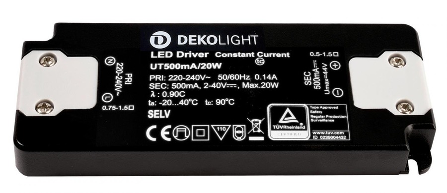 Stabilizovaný proud - IMPR 862226 Deko-Light LED-napájení FLAT, CC, UT500mA/20W konstantní proud 500 mA IP20 2-40V DC 1,00-20,00 W - foto 1