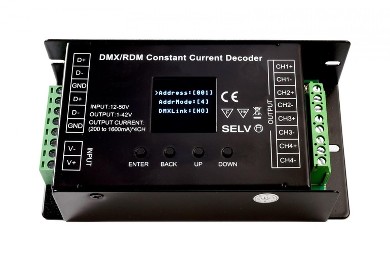 Ovladače a stmívače pro jednobarevné LED pásky - IMPR 843054 Deko-Light řídící jednotka DMX/RDM 4 CH CC dekodér 12-50V DC DMX512 4CH - foto 1