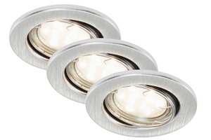 Kruhová - BRI 7225-039 3ks sada LED vestavné svítidlo, pr. 8,6 cm, 3 W, hliník - BRILONER