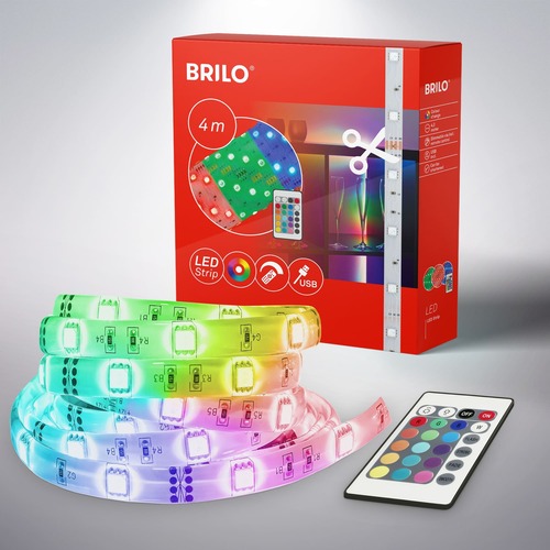 Dekorační - BRILO 2313-150 Digitální RGB LED pásek s hudebním senzorem 500 cm 0,12W bílé - BRILO - foto 1