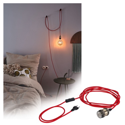 Subtilní - P 79770 Závěsné svítidlo Neordic Eldar vč. zástrčky E27 max. 1x20W červená/leštěná - PAULMANN - foto 1