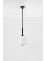 Koule - NV 9624075 Závěsné svítidlo LATO černý kov a opálové sklo E14 1x5W 230V IP20 bez žárovky - NOVA LUCE