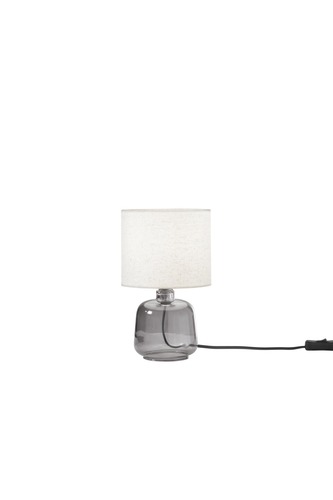 Stolní lampy dekorační - FAN I-EMERALD-L-GR Stolní lampa Emerald šedé sklo, textilní stínidlo, 1 x E14, konstrukce pr. 15 x 25 cm, stínidlo pr. 15 x 16 cm - FANEUROPE - foto 1