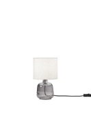 Stolní lampy dekorační - FAN I-EMERALD-L-GR Stolní lampa Emerald šedé sklo, textilní stínidlo, 1 x E14, konstrukce pr. 15 x 25 cm, stínidlo pr. 15 x 16 cm - FANEUROPE