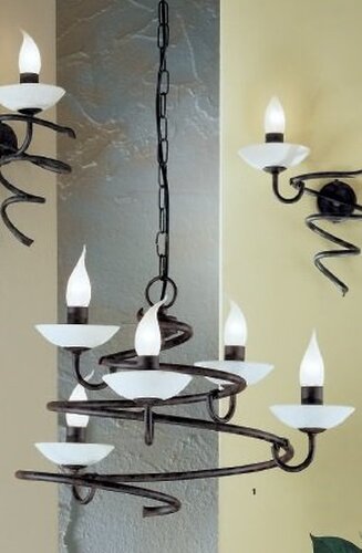 Vícečetná - OR LU 1552/5 Závěsné svítidlo 5xE14 antik/sklo, průměr 55cm, výška 35cm - ORION - foto 1