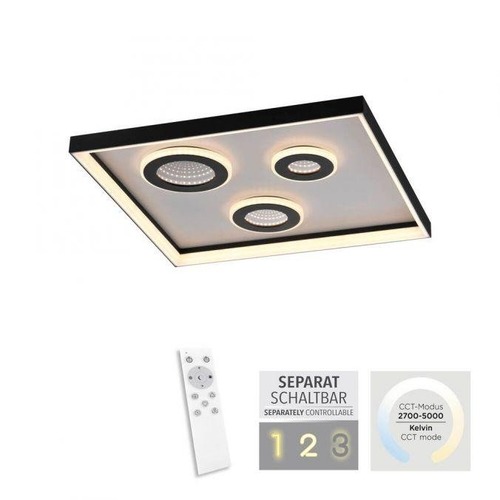 Hranatá - PN 6856-18 DUNE LED stropní svítidlo černé stmívatelné dálkový ovladač CCT tunelový efekt 2700-5000K - PAUL NEUHAUS - foto 1