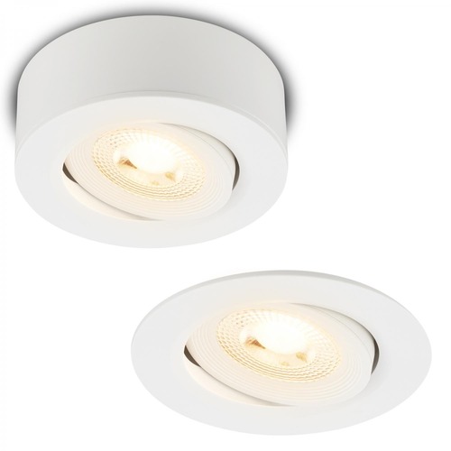 Bodová - BRI 7990016 LED vestavné / přisazené bodové svítidlo – pr.90mm, stmívatelné, 5W, 230V, teplá bílá, nastavitelné, bílá - BRILONER - foto 1