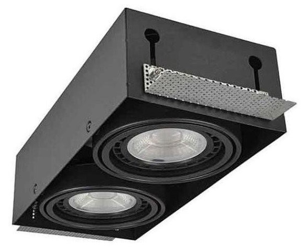 Hranatá - AZZ AZ2935 Stropní zápustné bodové svítidlo Azzardo Nova 2 GIPs black/black AZ2935 GU10+ADAP111/ES111 2x40/2x50W IP20 30cm černé - AZZARDO - foto 1