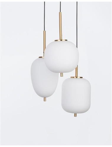 Vícečetná - NV 9624068 Závěsné svítidlo LATO opálové sklo antický mosazný kov černý kabel E14 3x5W 230V IP20 bez žárovky - NOVA LUCE - foto 1