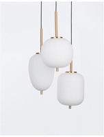 Vícečetná - NV 9624068 Závěsné svítidlo LATO opálové sklo antický mosazný kov černý kabel E14 3x5W 230V IP20 bez žárovky - NOVA LUCE