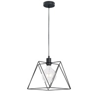 Dekorativní - FAN I-SANTANA-L-S1 Závěsné svítidlo SANTANA POLIGONALE černá, 1xE27, 25 x 25 x 130 cm - FANEUROPE