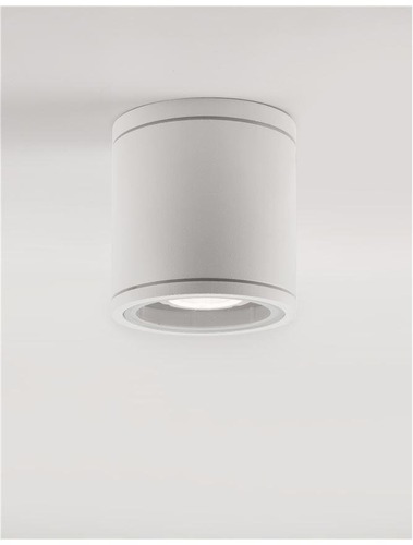 Přisazená - NV 9040061 Venkovní stropní svítidlo CERISE bílý litý hliník a skleněný difuzor GU10 1x7W IP54 220-240V bez žárovky - NOVA LUCE - foto 1